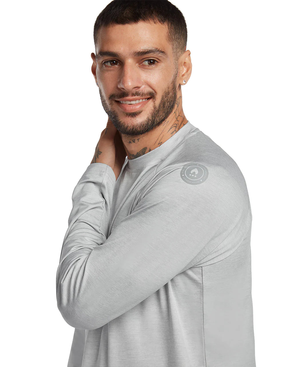 Men's Polo Long Sleeve UV Shield Moonstone