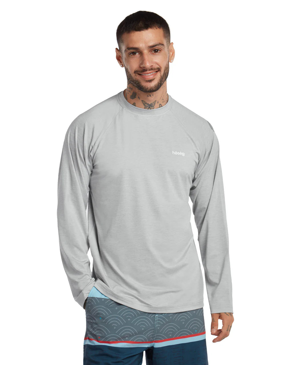 Men's Polo Long Sleeve UV Shield Moonstone